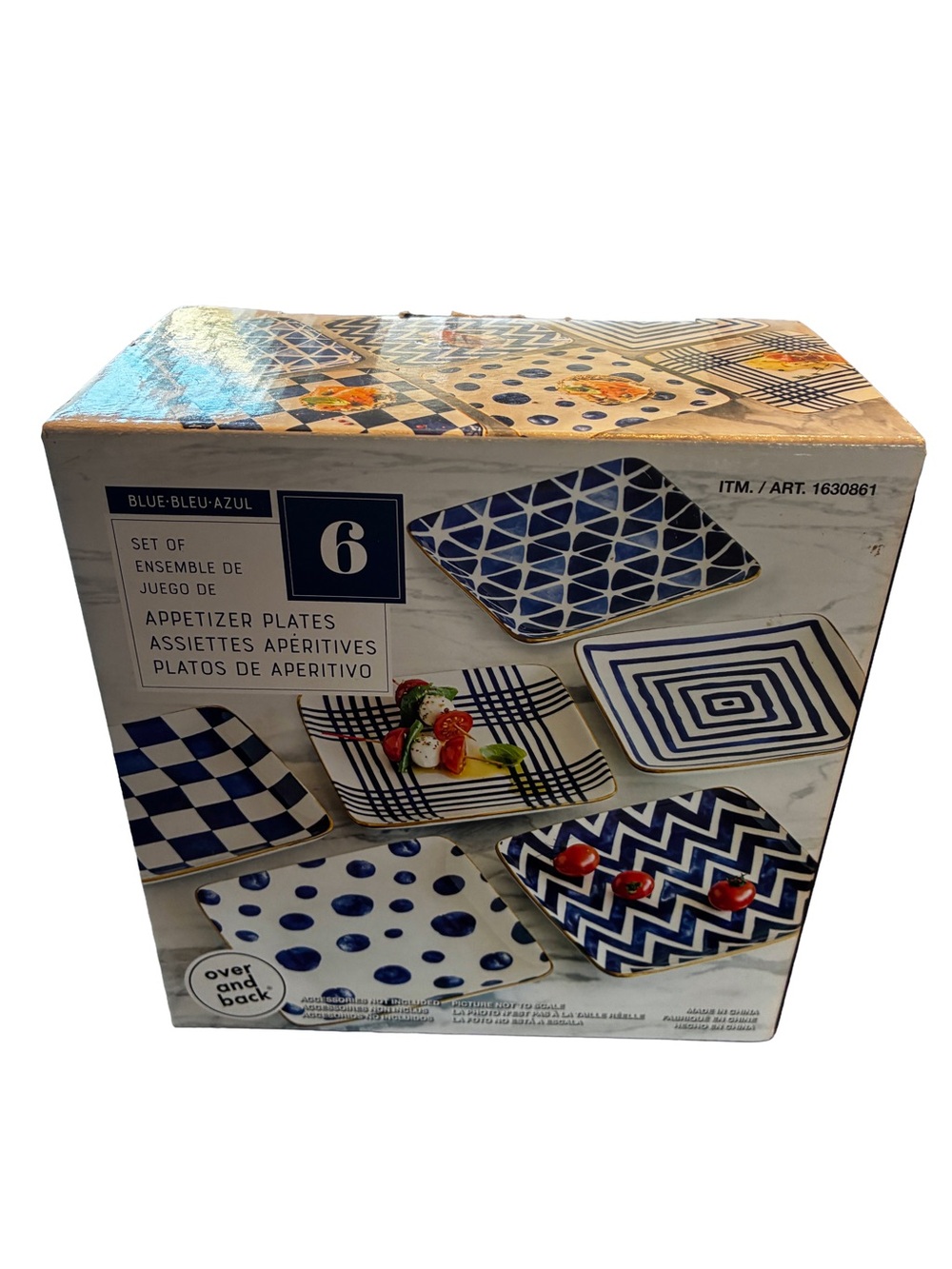 Overandback Blue Appetizer Plates Set of 6 New